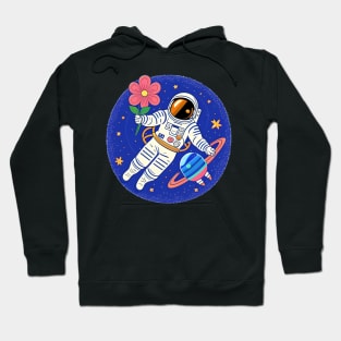 astronaut woman on space with flowers Hoodie